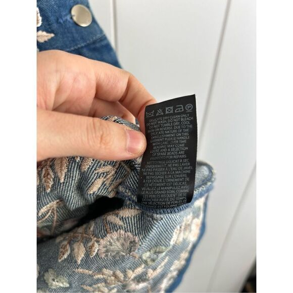 Needle & Thread Boho Romantic Overall Floral-Embroidered Denim Pinafore Dress 2 - Picture 13 of 13